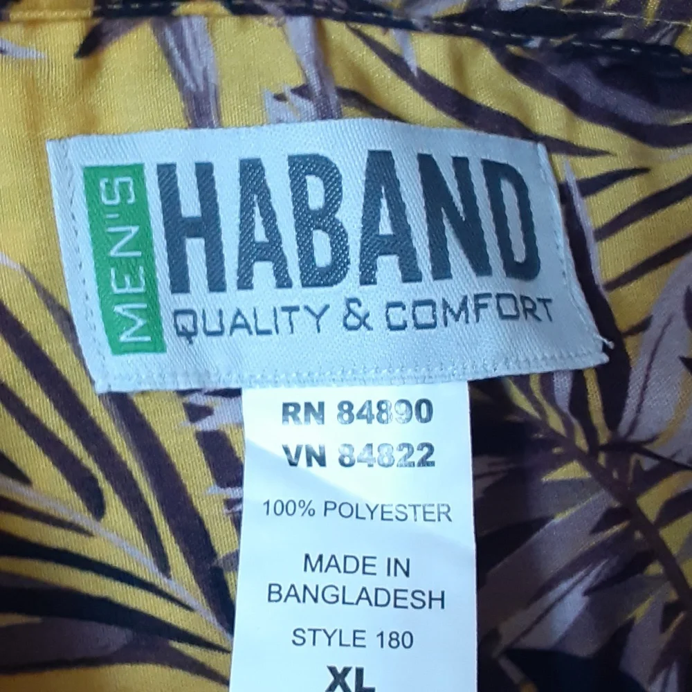 HABAND YELLOW AND GRAY FLORAL HAWAIIAN SHIRT, XL - Picture 4 of 10